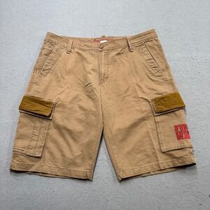 Y2K FUBU Cargo Shorts Men's 40 Brown Relaxed Cotton Utility Hunting Streetwear
